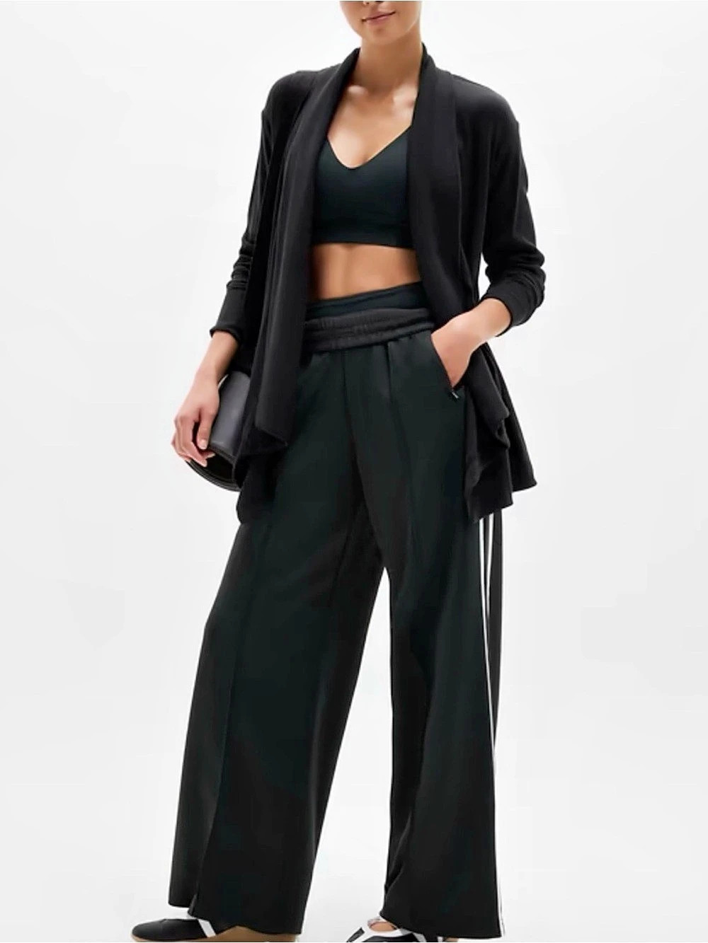 Athleta Ribbed Pranayama Restore Wrap Ribbed Wrap Black Size Large Like New